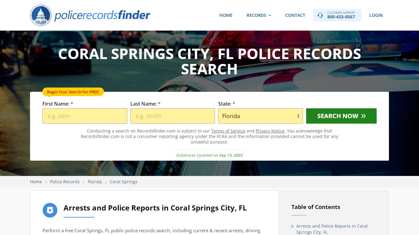 CORAL SPRINGS CITY, FL POLICE RECORDS SEARCH - RecordsFinder