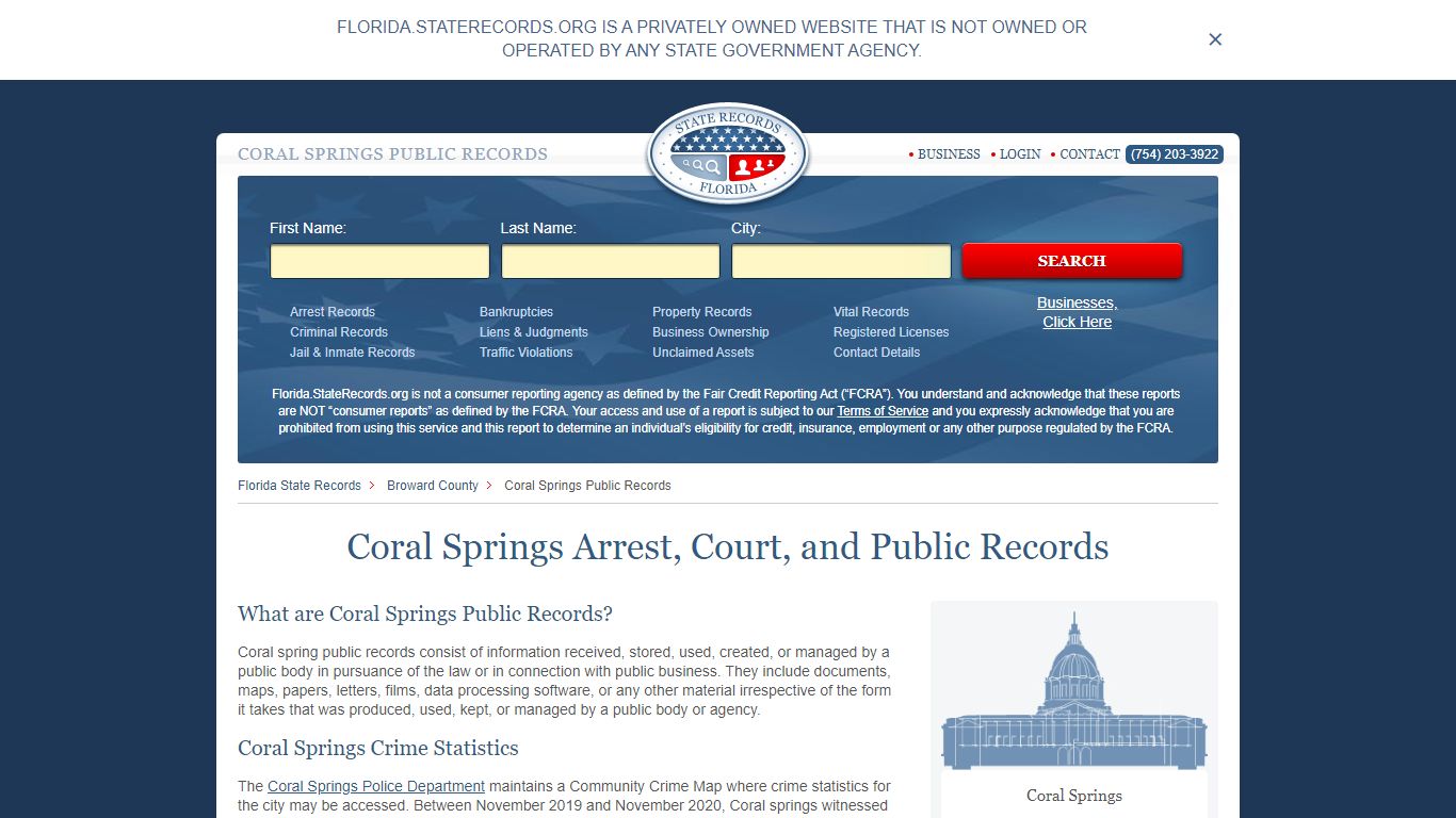 Coral Springs Arrest and Public Records - StateRecords.org